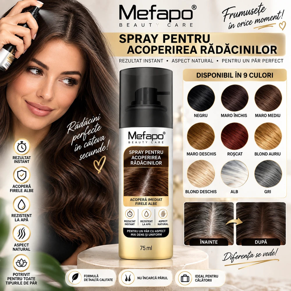 Spray Instant pentru Acoperirea Rădăcinilor Gri, 9 Nuanțe