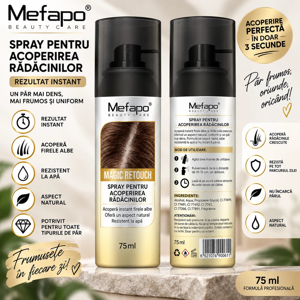 Spray Instant pentru Acoperirea Rădăcinilor Gri, 9 Nuanțe